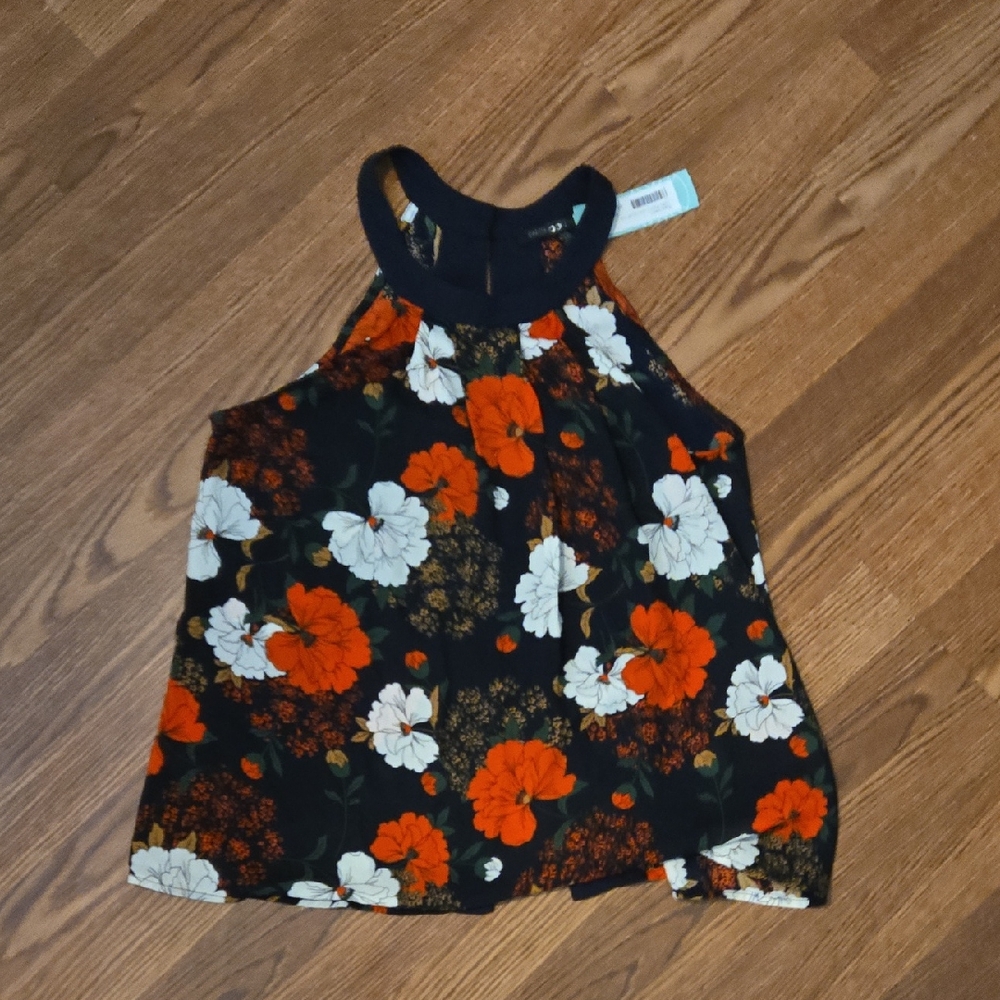 Papermoon Orange and White Tank Top Floral Print